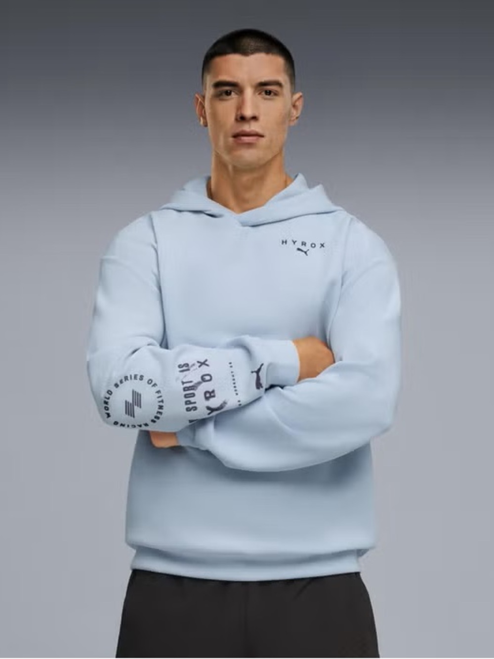 Puma x HYROX Cloudspun Hoodie Light Blue Lucite Sz. S NWT